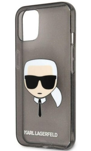 Karl Lagerfeld iPhone13 fekete csillám átlátszó szil.tok