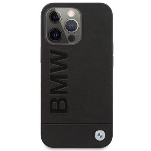 BMW iPhone 14 Pro MagSafe fekete bőr tok