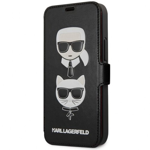 Karl Lagerfeld iPhone 12 fekete bőr notesz tok