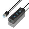 AXAGON HUE-S2BL USB3.0 CHARGING HUB (Négyportos USB 3.0 hub gyors töltéssel és tápellátással. 1,2 méteres kábel)