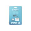 SAMSUNG Memóriakártya, EVO Plus microSDXC kártya, 64GB, UHS-I, U1, V10, A1, + SD Adapter, R160/W